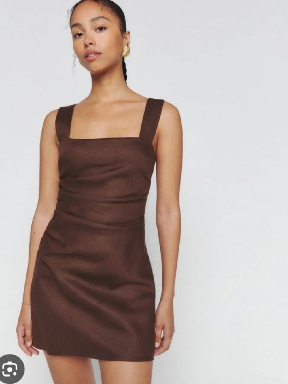 Reformation Kerrigan Linen Dress - Chocolate Brown - Size 4